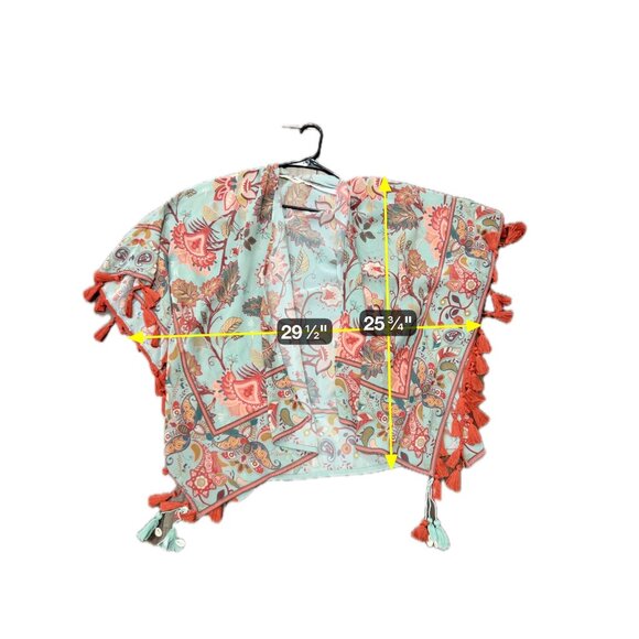 Soft Surroundings Floral Tassel Kimono Shawl Wrap Sz Small - Picture 8 of 12